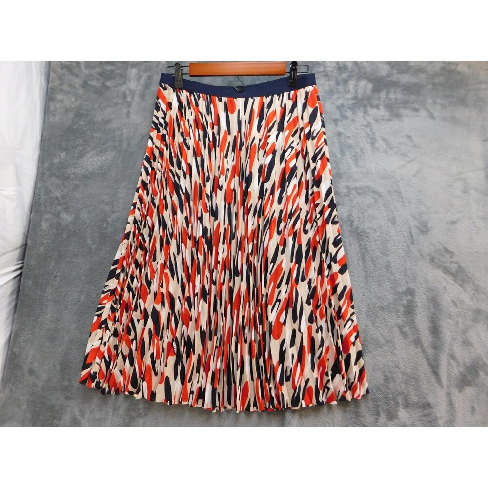 NIC+ZOE Skirt Womens M Multicolor Animal Print Pleated Midi Chiffon Flowy
